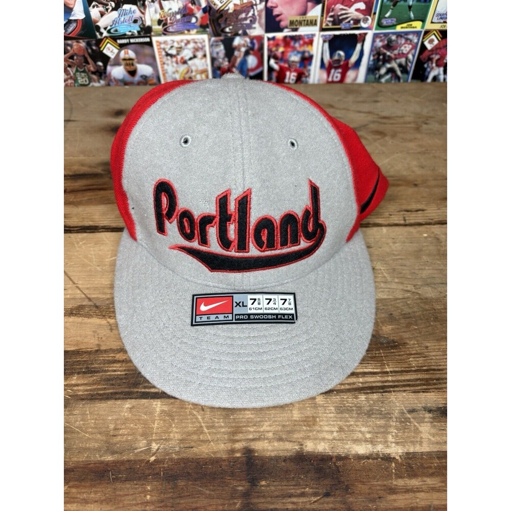 Nike Team Rewind Portland Blazers Hat Cap XL Trailblazers NBA Red Gray 2000s VTG